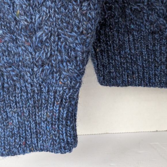Avoca Ireland Pure New Wool Sweater Mens M Blue Fleck Donegal Cable Knit Vintage - Picture 6 of 12